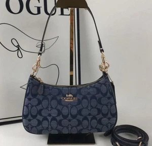 COACH CH139 Teri Shoulder Bag Signature Chambray Blue Two-Way Shoulder Bag - Picture 1 of 7