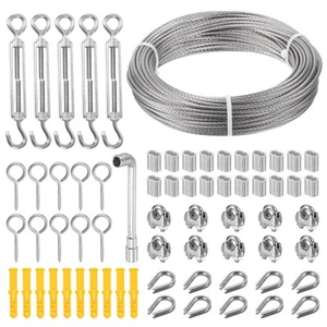 1/8" Turnbuckle Wire Tensioner Strainer Kit 100ft 7x7 Strand Cable Wire Rope - Picture 1 of 8