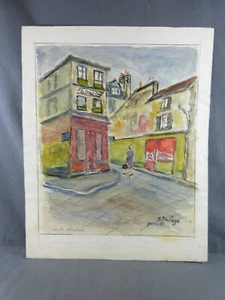 Henri BOULAGE (1882-1967) Original Aquarell, Rue de Norvins in Montmartre 1961 - Bild 1 von 6