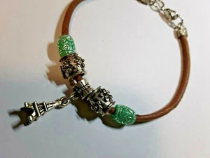 LEDERBAND ARMBAND MIT EIFFELTURM CHARM 8 ZOLL - Bild 1 von 3