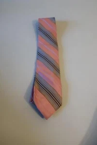 Mens Valentino Pink, Brown Striped Tie - Picture 1 of 6