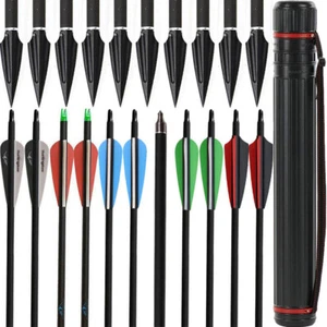 Archery 30" Carbon Arrows Practice & Hunting Arrowheads for Compound Recurve Bow - Picture 1 of 157