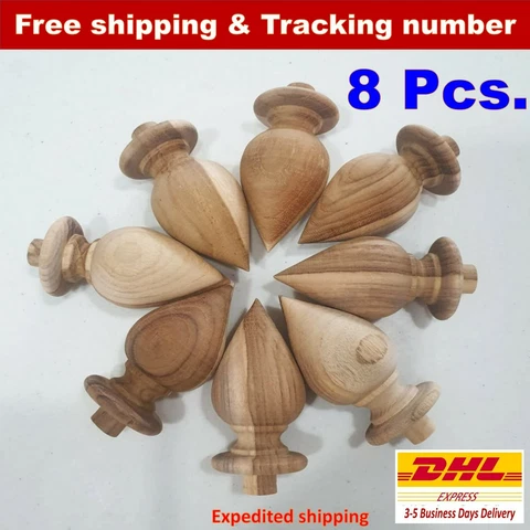 10Pcs Teak Wood Finial Lotus Shape Vintage Regulator Wall Clock Furniture 3" Cover