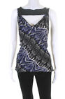 Habit  Womens Abstract Print Tank Top Black Blue Size Small