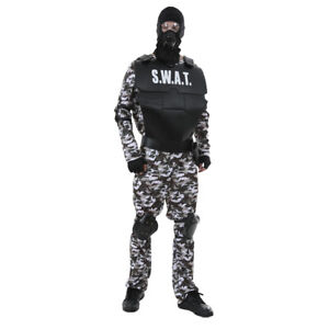 Mens SWAT Team Special Forces Uniform Police Military Fancy Dress Costume Outfit