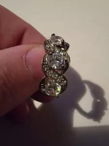 Vintage Womens Ring Faux Diamond Crystal Rhinestone Size 7.75 - Picture 1 of 6