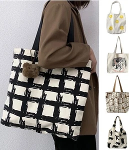 Women Large Canvas Shoulder Tote Bag Daily Work School Travel Shopping Handbag - Picture 1 of 34