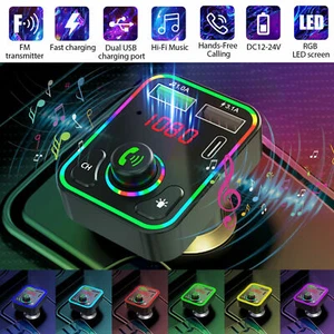 Bluetooth 5.0 Car Wireless FM Transmitter Adapter 2USB PD Charger Hands-Free - Imagen 1 de 22