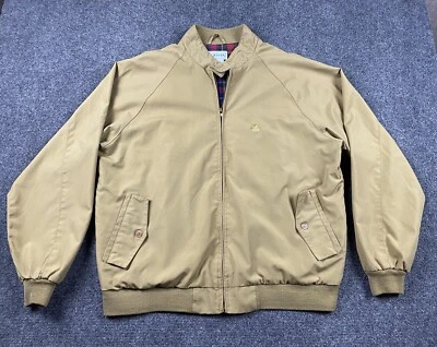 复古 Izod 格子内衬田径拉链夹克男式 L 棕色高尔夫休闲 Grandpacore 标志 — 第 1/4 张图片