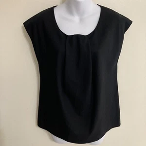Theory sz S black top pleated front workwear Underpiece  loose Style  Short Slv - Imagen 1 de 10