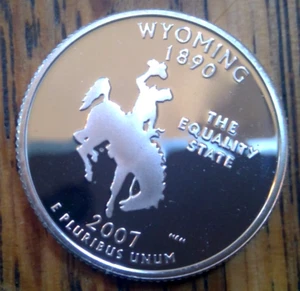 2007 S Unc Proof 90% Silver Wyoming State Quarter free insured ship - Picture 1 of 2