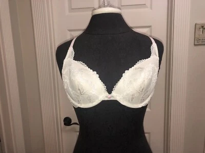 NUEVO SIN ETIQUETAS SUJETADOR PUSH-UP JEZABEL MARFIL ENCAJE LIGERAMENTE ACOLCHADO CON AROS ~ 34C Foto 1 de 4