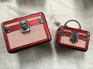 Neu Make-up Box mit Schlüssel rot/rosa 2in einem Paket kostenloser Versand für Sie!!! - Bild 1 von 9