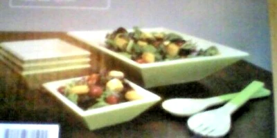 Ensaladera Orbit 7 piezas bambú real ensalada grande boul - 4 tazones - cuchara tenedor Foto 1 de 4