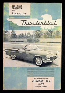Tee-Boyd Products Thunderbird Parts Accessory Catalog 1950s Westwood NJ - Imagen 1 de 4