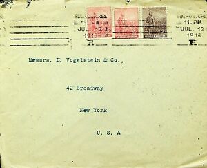 ARGENTINA 1916 WWI 3v ON COVER FROM BUENOS AIRES TO NEW YORK USA