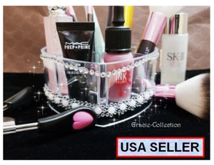 BLING Acrylic Cosmetic Organizer Stand Makeup Brush Lipstick Manicure Holder Box - Picture 1 of 41