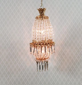Dollhouse Crystal Chandelier "Daphne" Real Glass 12 Volt 1:12 Scale Miniature - Picture 1 of 6