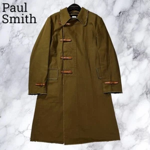 Raro Abrigo Paul Smith Balmacaan Sin Cortar Algodón Lana Cuero de Vaca Talla-L Japón Auténtico - Imagen 1 de 17