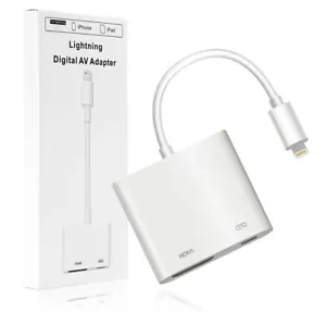 For Apple iPad 8/7/Air 1 2 3/Mini to HDMI Digital AV Adapter, 4K Mirroring on TV - Picture 1 of 11