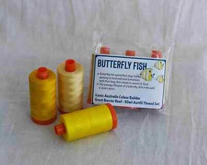 Yellow - Butterfly Fish - 3 x Large 50wt Spools - Aurifil Great Barrier Reef ... - Picture 1 of 1