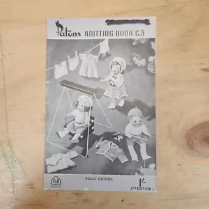 VINTAGE PATONS KNITTING BOOK C 3 DOLLS CLOTHES 15 PAGES. - Picture 1 of 4