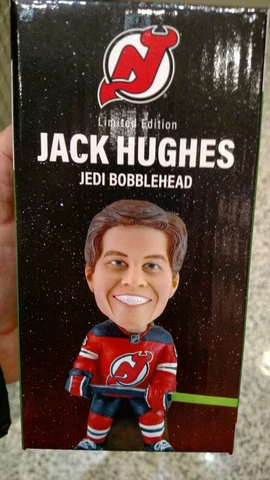 Jack Hughes NJ Devils rookie Star Wars SGA Bobblehead 12/6/19 stadium giveaway Cover