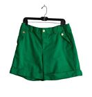 Lauren Ralph Lauren Shorts Womens 12 Green Cotton Chino Cuffed Gold Buttons