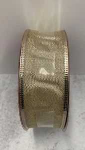 Wondershop Gold metallic sheer ribbon wire edged 2" x 75' Xmas bows - Picture 1 of 1