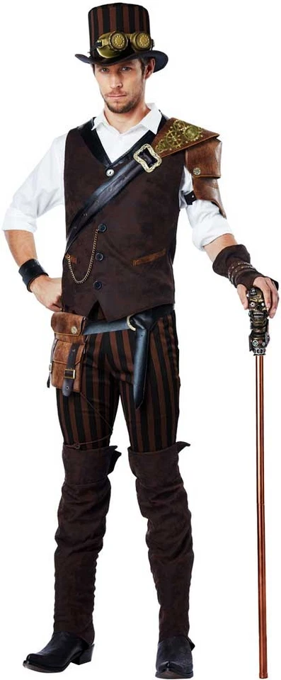 Steampunk Hombres Aventurero Chaleco Pantalones Sombrero Gafas Halloween Disfraz 01508 Foto 1 de 1
