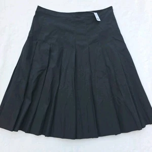 NUOVA BANANA REPUBLIC donna 12 nero cotone plissettato gonna svasata zip laterale - Foto 1 di 5