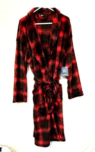 NEU mit Etikett George Bademantel/Hausmantel für Erwachsene. One Gr.  Rot, schwarz kariert/Ck - Bild 1 von 7