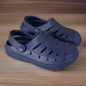 Rugged Shark Size 12 Kids Mules Clogs Youth Navy Blue Rubber Water Shoes - Picture 1 of 10