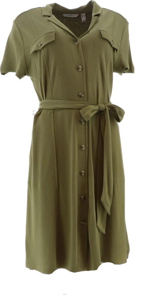 Isaac Mizrahi Live! Camisa de Campamento Vestido Té Verde L Nueva Foto 1 de 1