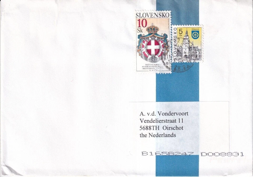 SA39l Eslovaquia 2000 Arquitectura, Escudo de Armas, a Países Bajos Oirschot Cubierta Foto 1 de 2