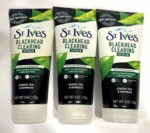 Paquete de 3 exfoliantes limpiadores de espinillas St. Ives té verde y bambú 6 oz - Imagen 1 de 4