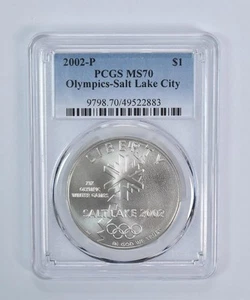 2002-P Olympics Salt Lake City Commemorative Dollar MS70 PCGS Blue Label *5917 - Picture 1 of 5