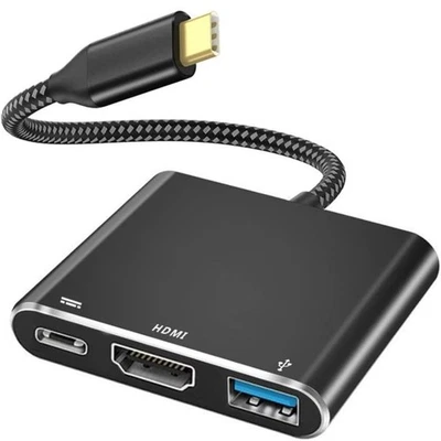 QCEs USB Type C to HDMI Adapter 3-in-1 USB-C Hub Digital AV Adapter, Black - Image 1 of 4
