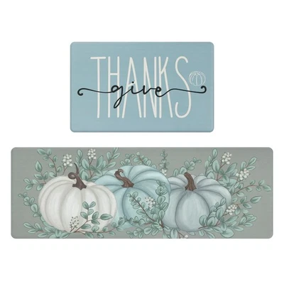 Fall Pumpkin Kitchen Rugs Sets of 2, Anti Fatigue Non Slip Kitchen Mats for F... - Image 1 of 4