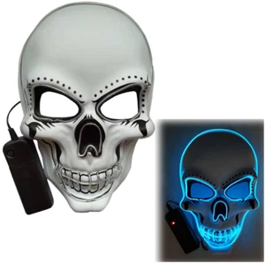 3 Modos Disfraz de Purga Máscara LED Halloween Iluminación Alambre Calavera Cosplay - Imagen 1 de 16