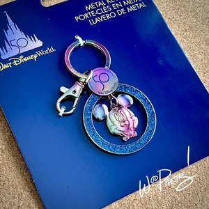 2021 Disney Parks 50th Anniversary Rainbow Metal & Glitter Mickey Keychain - Picture 1 of 3