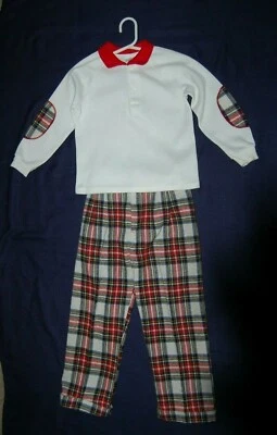 Conjunto de Navidad Chandler de colección para niños pantalones a cuadros rojos con camisa a juego talla 6 Foto 1 de 4