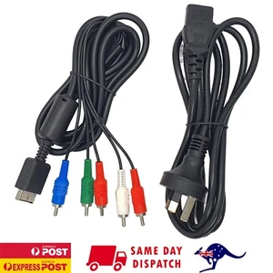 POWER CABLE + COMPONENT VIDEO LEAD for Original Fat PS3 Playstation 3 console - Picture 1 of 4