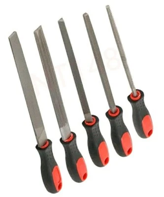 5PC ENGINEERS METAL FILE SET HALF ROUND FLAT ROUND SQUARE TRIANGULAR SOFT GRIP. - Image 1 of 2
