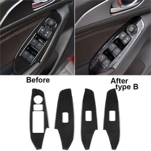 4Pcs Carbon Fiber Window Lift Switch Cover Trim For Mazda 3 Axela 2017-2018 - Bild 1 von 11