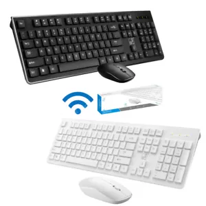 2.4GHz Wireless Keyboard And Mouse Set UK USB Dongle for PC Laptop Full-Size NEW - Picture 1 of 13