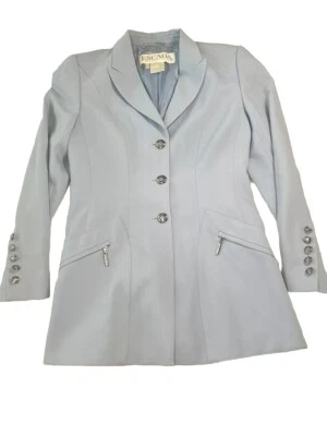 Blazer Chaqueta Vintage Escada Margaretha Ley 100% Lana Nueva Talla 36 Azul Alemania Foto 1 de 4