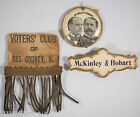 Rare 1896 McKinley and Hobart boutons et ruban de campagne Essex, New Jersey