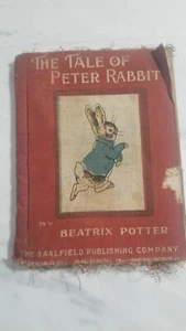 Antique Peter Rabbit Cloth Fabric Children’s Book Saalfield - Picture 1 of 8