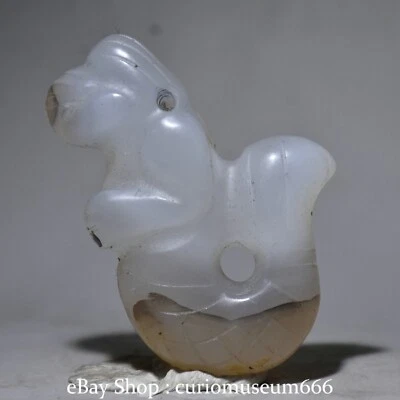 Colgante amuleto de peces humanos talla ágata blanca cultura Hongshan china de 2,4" Foto 1 de 4